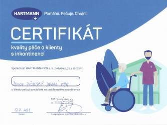 Certifikát kvality péče o klienty s inkontinencí